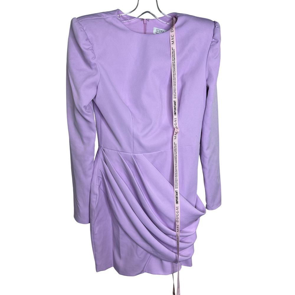 IEENA for Mac Duggal sz 6 NEW Lilac Ruched Long Sleeve Mini Dress 26704 Women